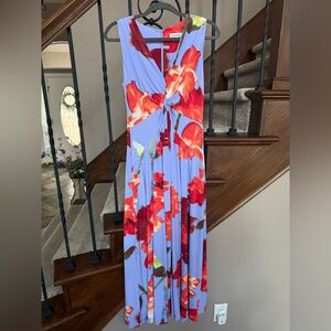 Calvin Klein Lavender Maxi Dress with Red Floral Print